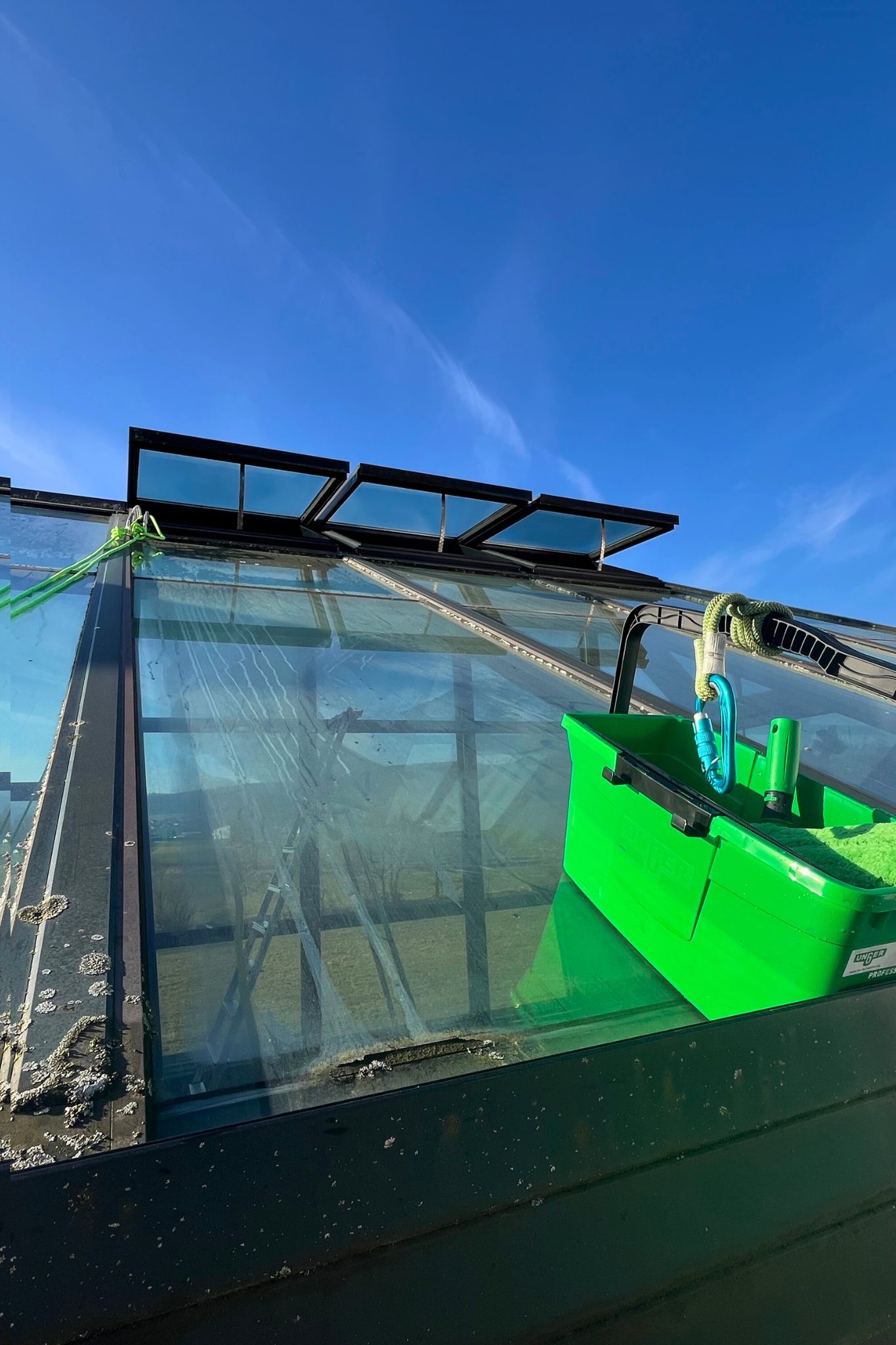 Wintergartenreinigung per Seilzugang